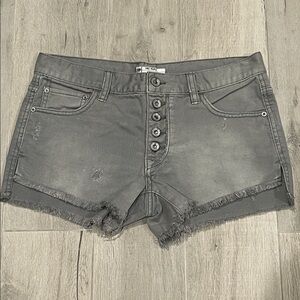 Free People Denim Sage Gray Button Fly Shorts Size W 25